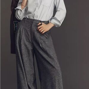 Anthropology Maeve The Avery Gray Tweed Wide-Leg Trousers